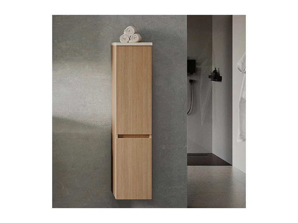 Hochschrank Badhochschrank mit Drehtüren und Holzwerkstoff Oberfläche