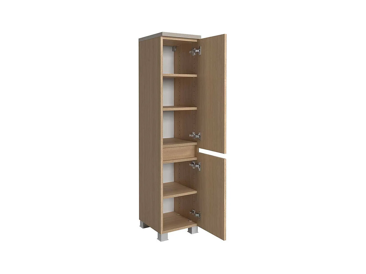 Hochschrank Badhochschrank mit Drehtüren und Holzwerkstoff Oberfläche