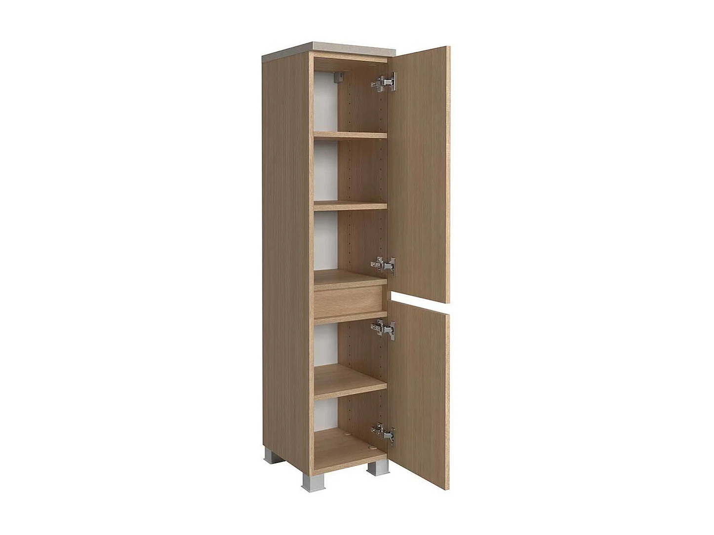 Hochschrank Badhochschrank mit Drehtüren und Holzwerkstoff Oberfläche