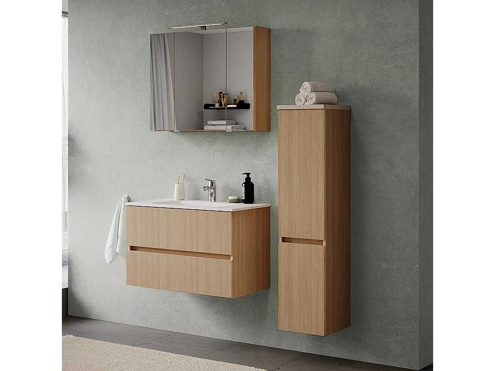 Hochschrank Badhochschrank mit Drehtüren und Holzwerkstoff Oberfläche