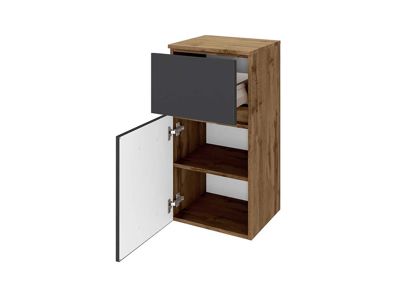 Badschrank in Wildeichefarben und Anthrazit Stand- und Wandmontage