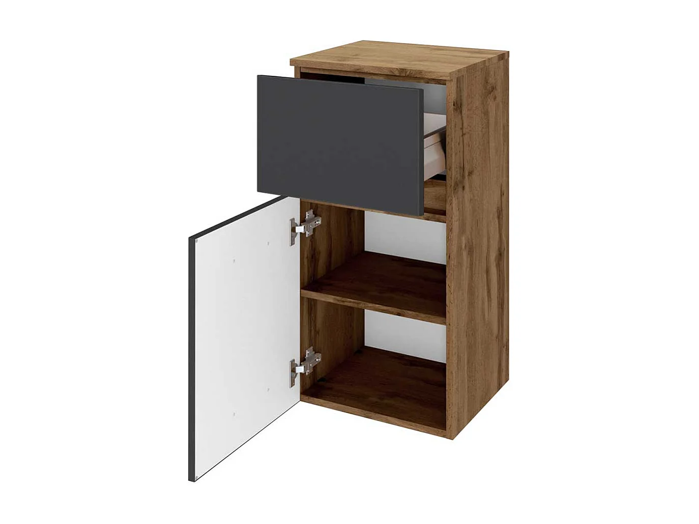 Badschrank in Wildeichefarben und Anthrazit Stand- und Wandmontage