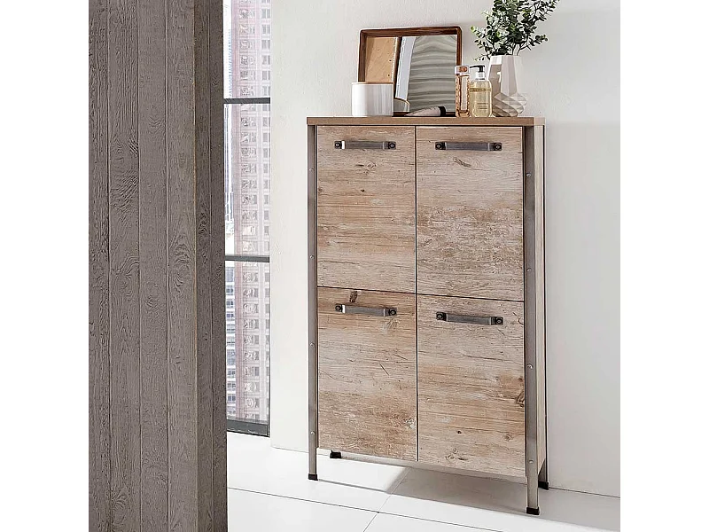 Bad Highboard in Eiche Grau Nachbildung Industry Style