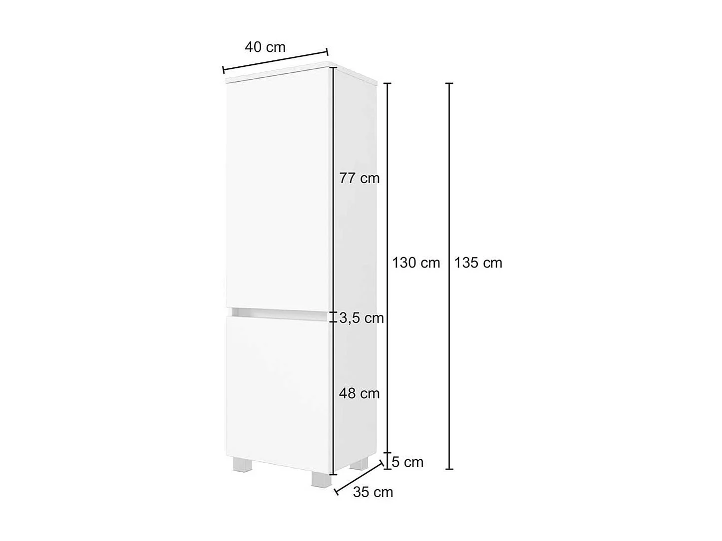 Midischrank in Weiß Drehtüren