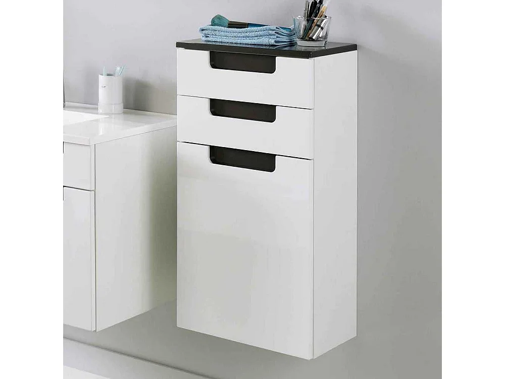 Hängeschrank mit Griffmulden Anthrazit Hochglanz