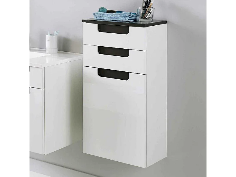 Hängeschrank mit Griffmulden Anthrazit Hochglanz