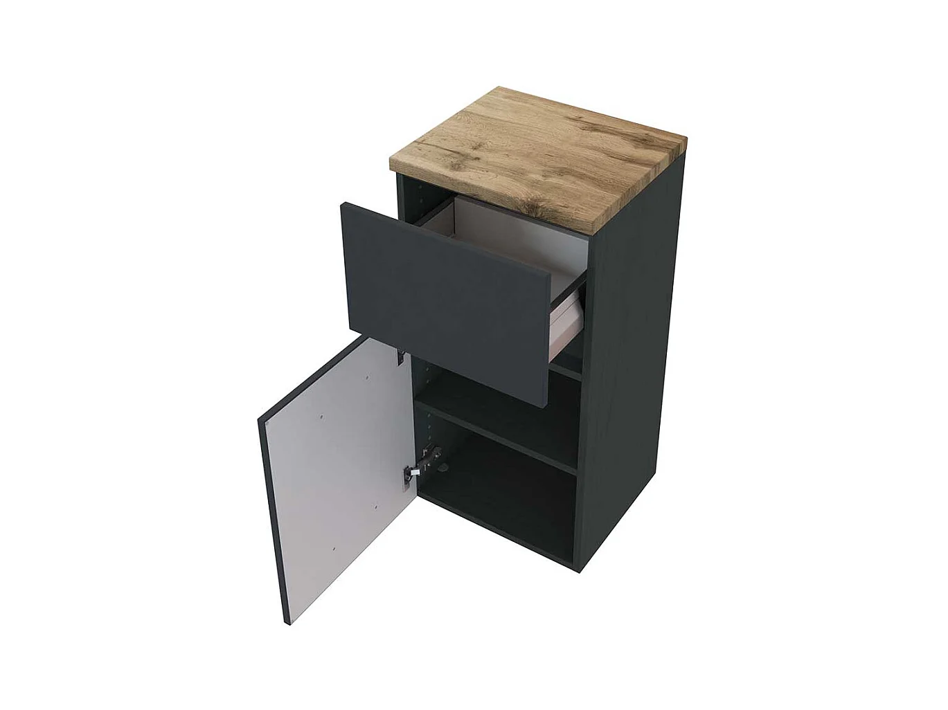 Bad Unterschrank in Dunkelgrau und Wildeiche Optik 40 cm breit