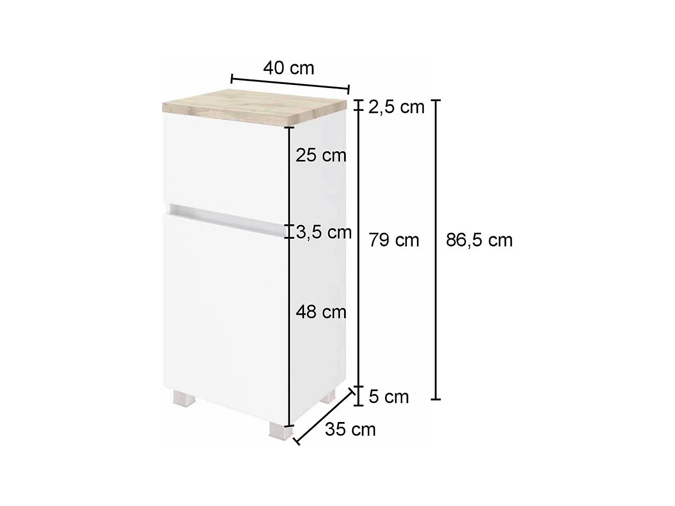 Bad Unterschrank in Dunkelgrau und Wildeiche Optik 40 cm breit