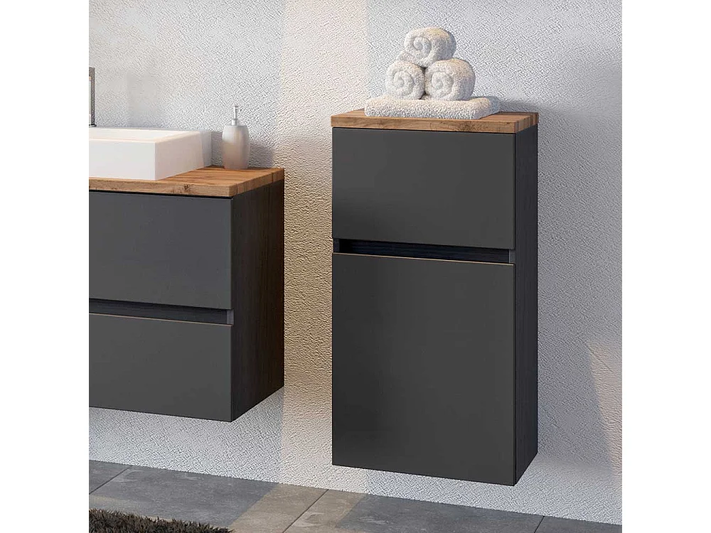 Bad Unterschrank in Dunkelgrau und Wildeiche Optik 40 cm breit