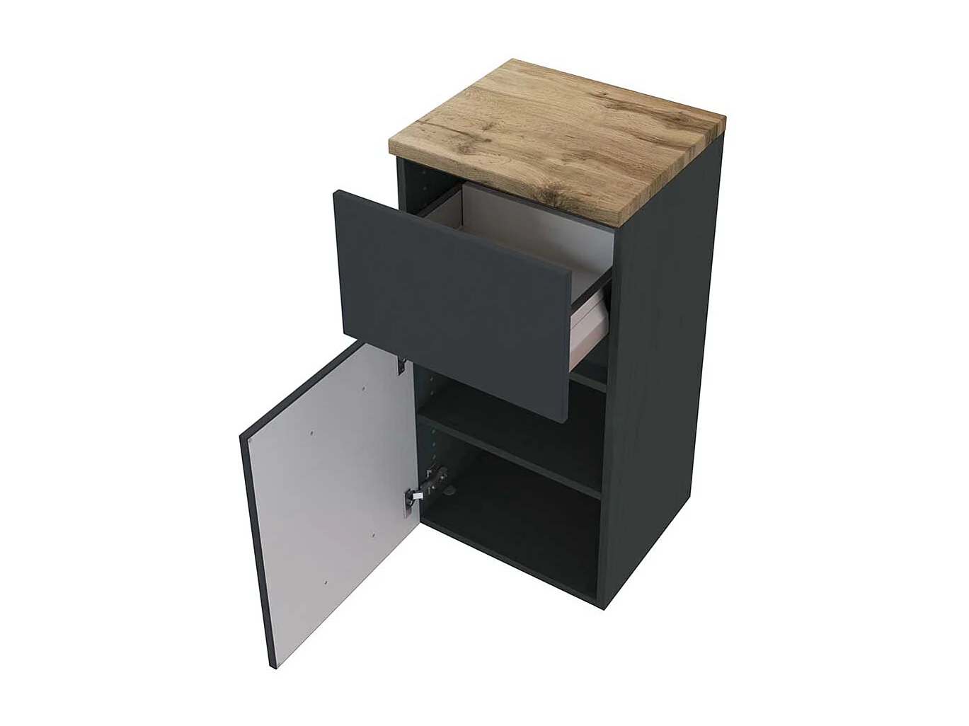 Bad Unterschrank in Dunkelgrau und Wildeiche Optik 40 cm breit