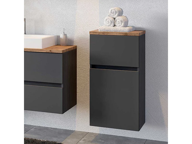 Bad Unterschrank in Dunkelgrau und Wildeiche Optik 40 cm breit