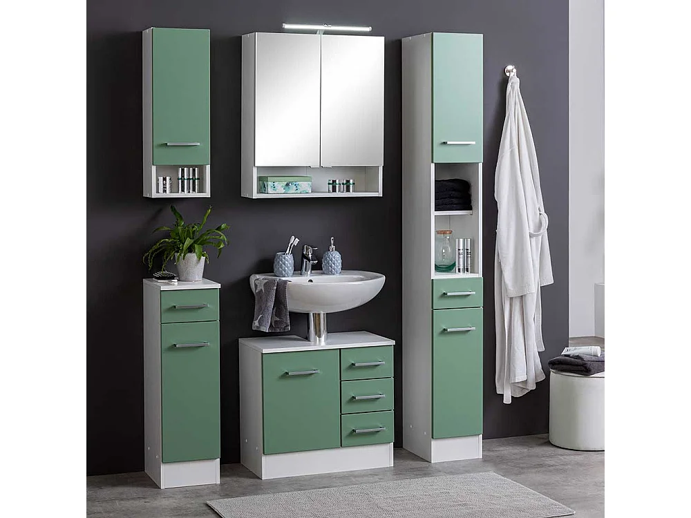Bad Unterschrank in Grün und Weiß modern