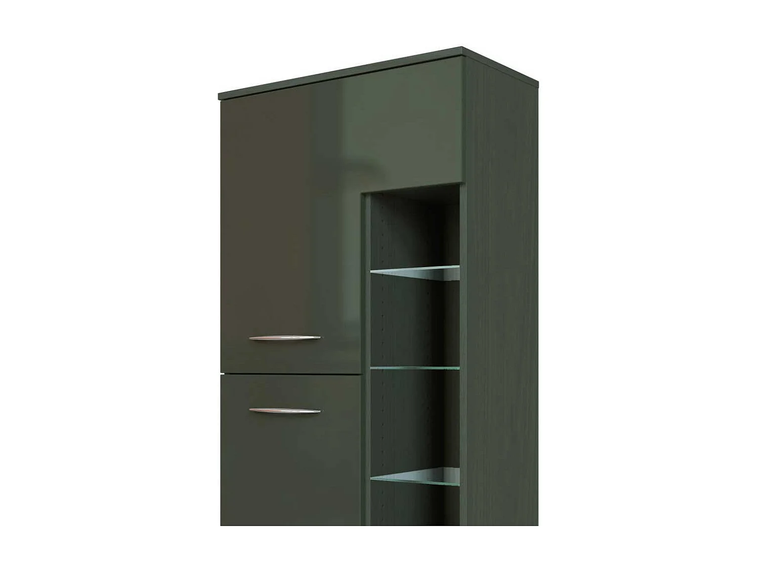 Hochglanz Schrank für Bad Dunkelgrau