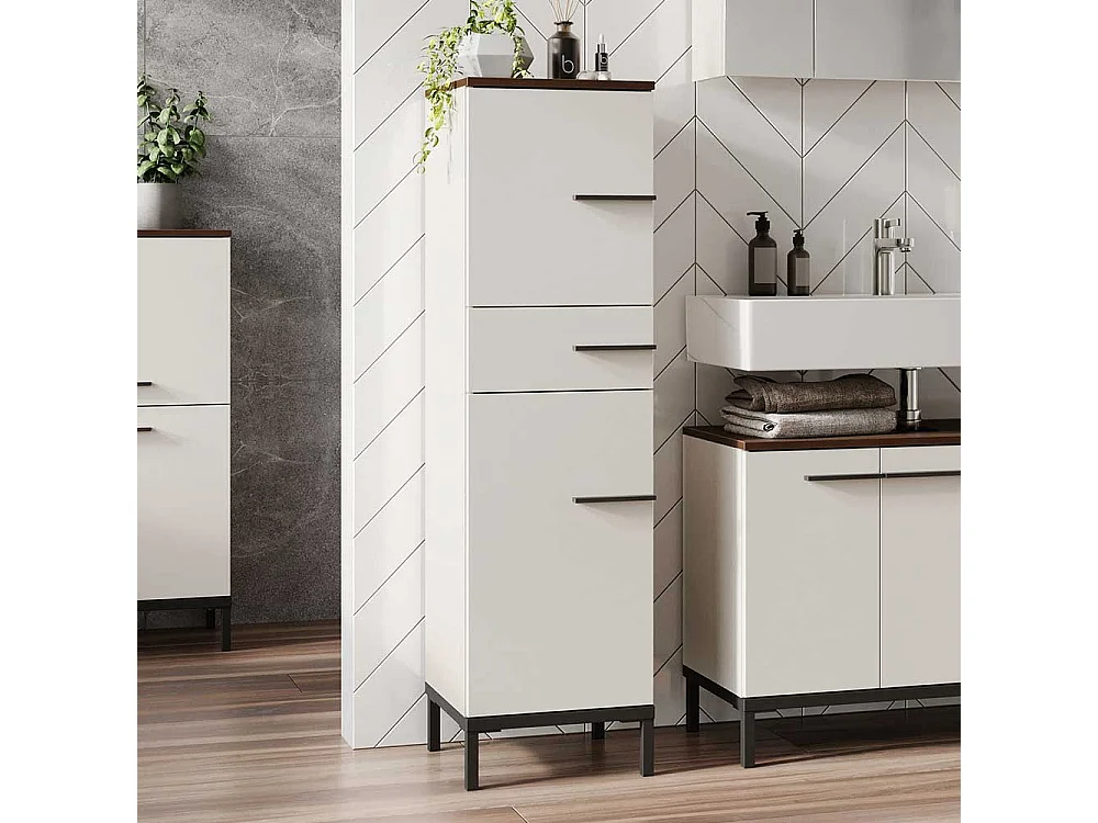 Midischrank Badezimmer 125 cm hoch einer Schublade