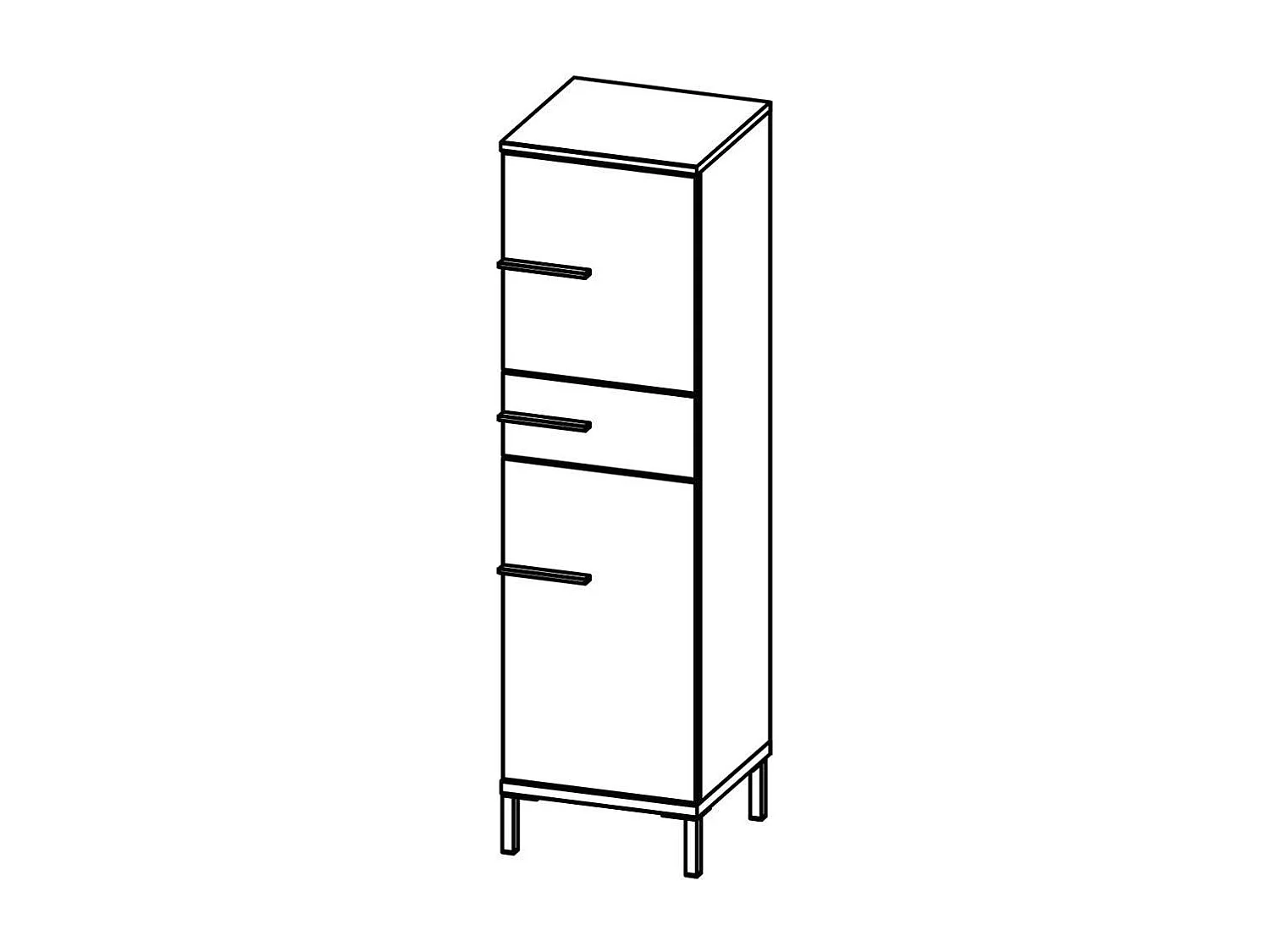 Midischrank Badezimmer 125 cm hoch einer Schublade