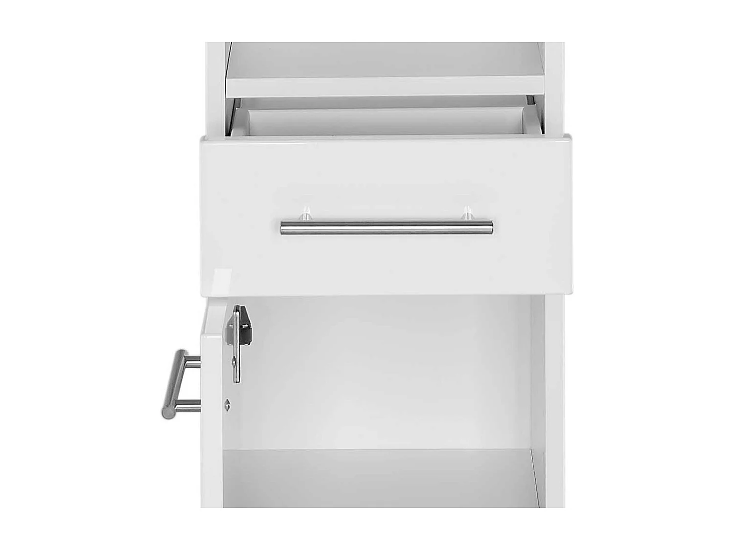 Hochschrank in Hochglanz Weiß Badezimmer