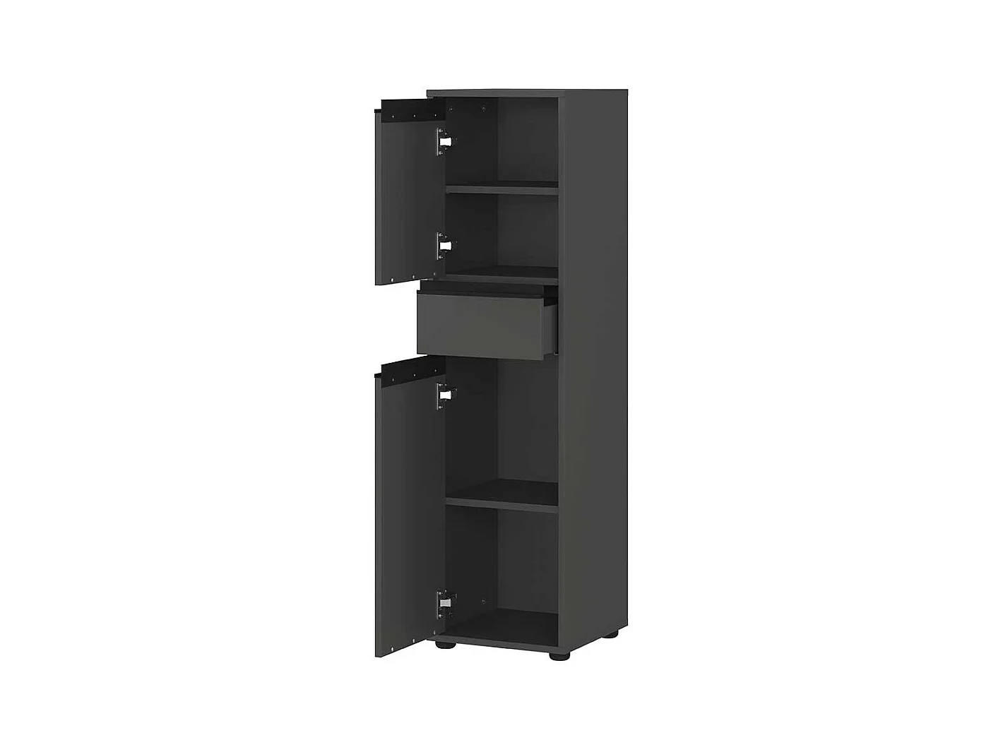 Badezimmerschrank Midibadschrank in Dunkelgrau mit Kunststoff Bodengleitern