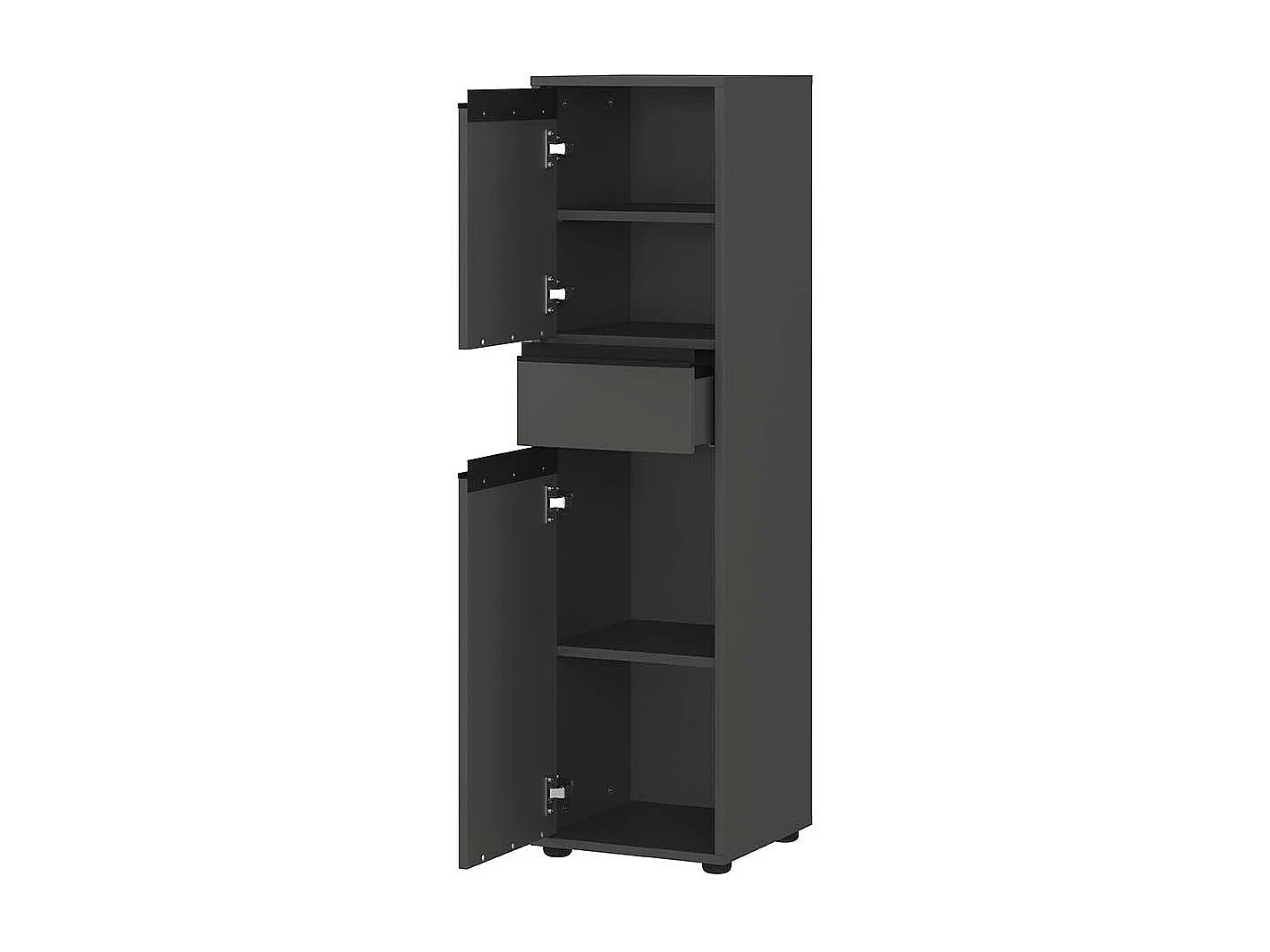 Badezimmerschrank Midibadschrank in Dunkelgrau mit Kunststoff Bodengleitern