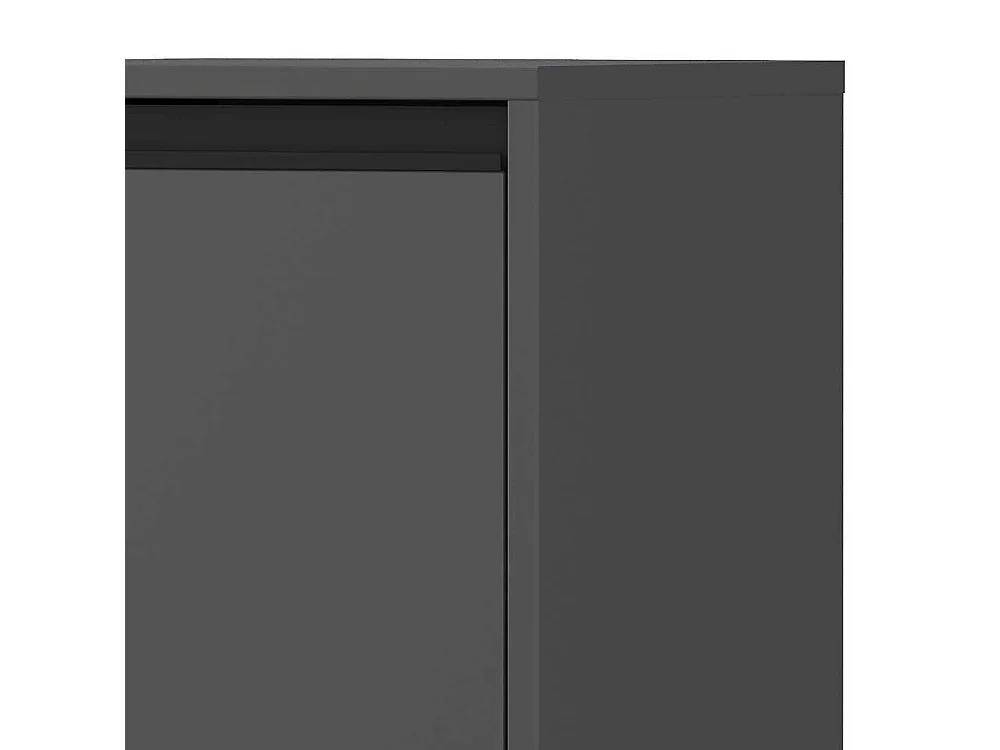 Badezimmerschrank Midibadschrank in Dunkelgrau mit Kunststoff Bodengleitern