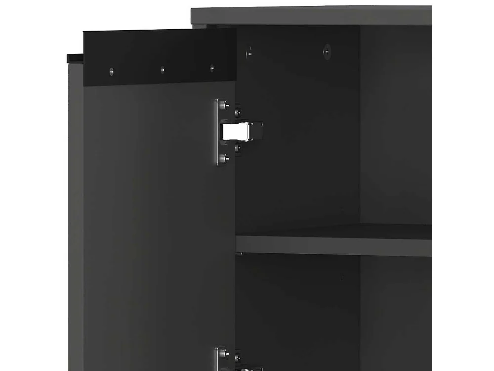 Badezimmerschrank Midibadschrank in Dunkelgrau mit Kunststoff Bodengleitern
