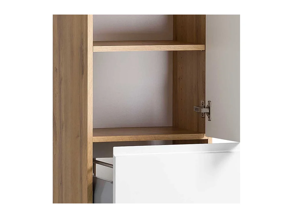 Bad Hochschrank modern in Wildeichefarben und Weiß Made in Germany