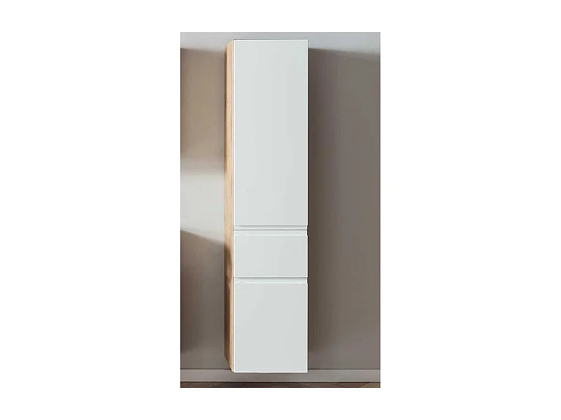 Bad Hochschrank modern in Wildeichefarben und Weiß Made in Germany