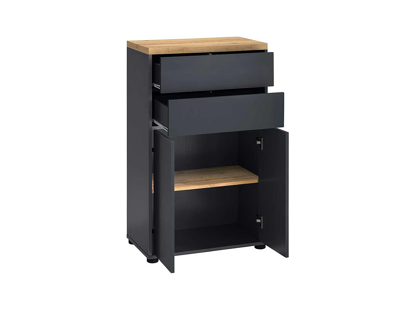 Midischrank Badschrank mit Drehtüren in Anthrazit