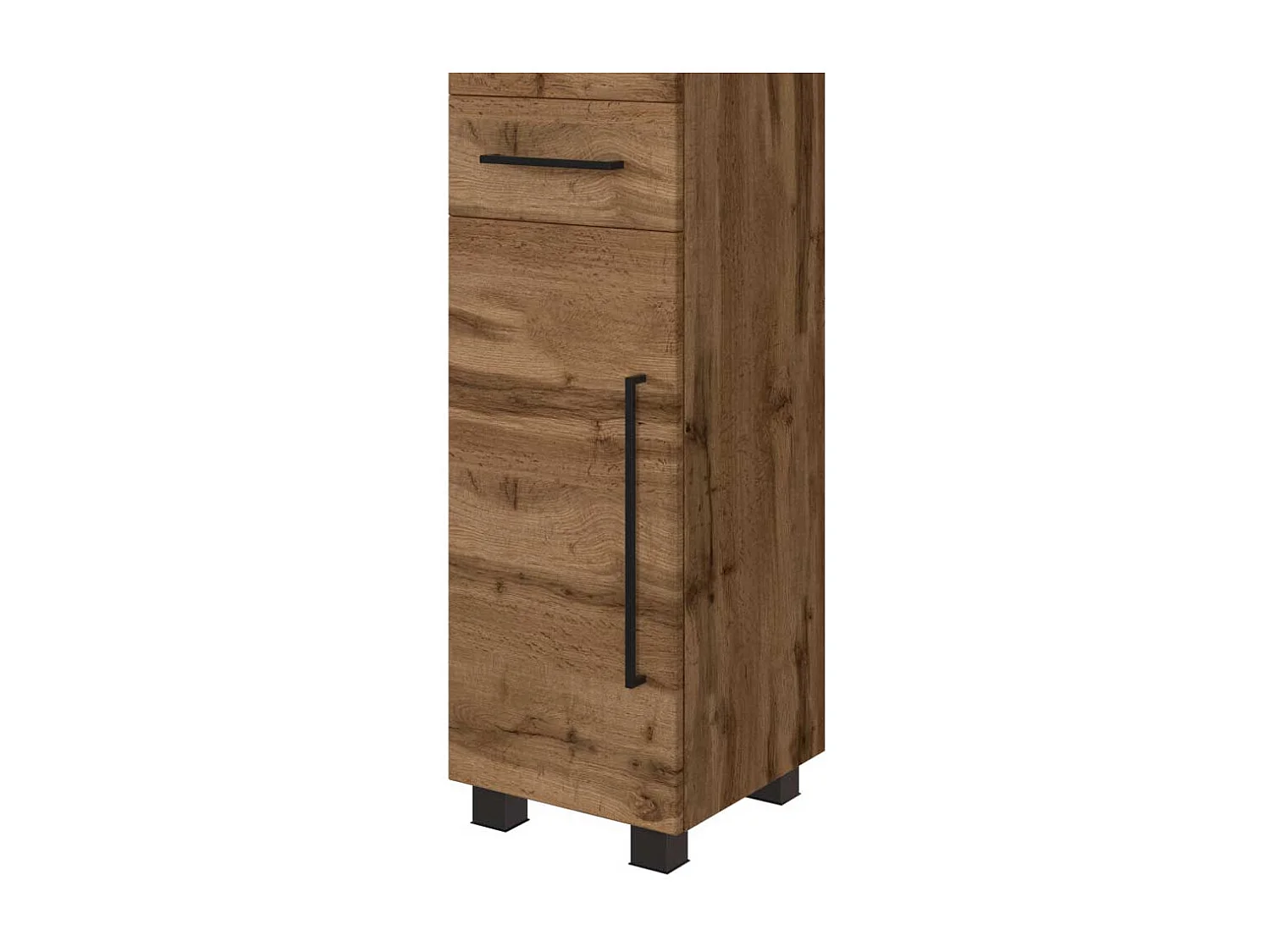 Bad Hochschrank in Wildeichefarben Stand- und Wandmontage