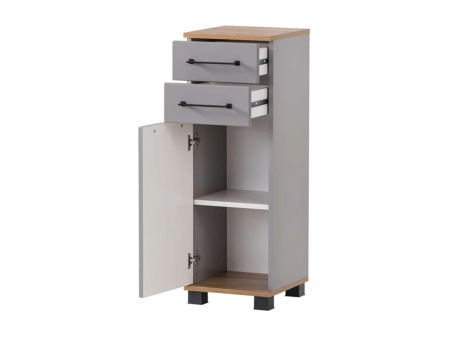 Landhaus Badezimmerschränkchen in Platingrau Eichefarben