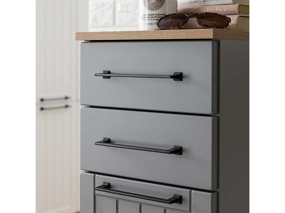 Landhaus Badezimmerschränkchen in Platingrau Eichefarben