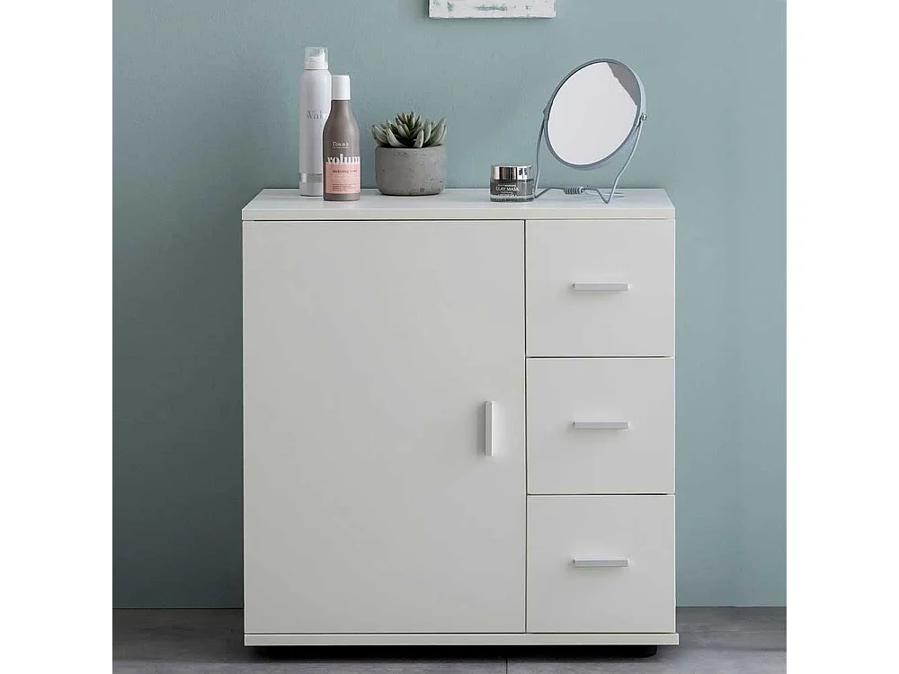 Beistellschrank Bad weiss mit drei Schubladen und Tür 60 cm breit