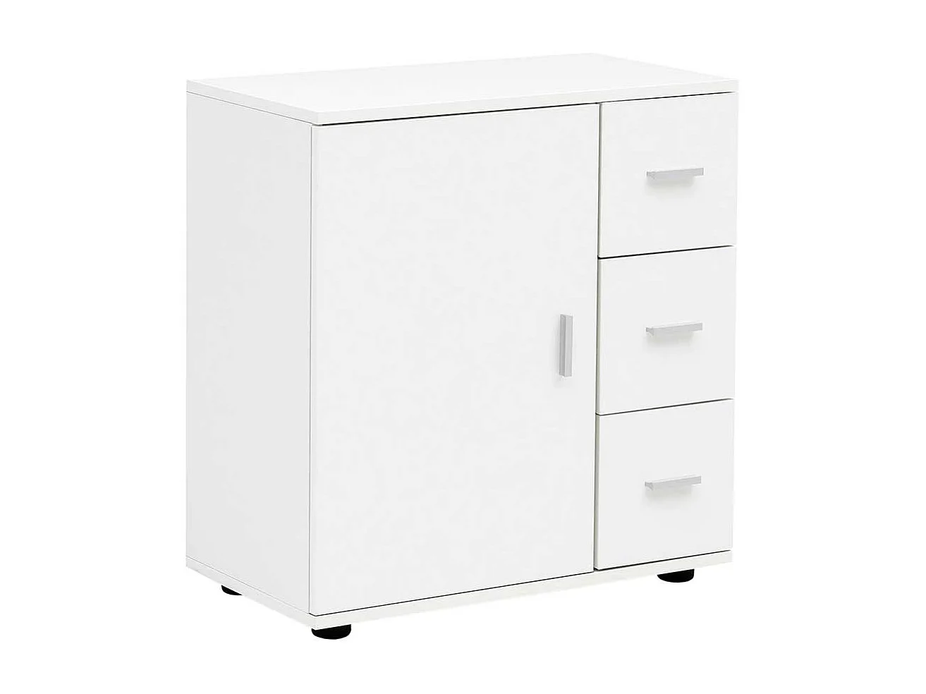 Beistellschrank Bad weiss mit drei Schubladen und Tür 60 cm breit