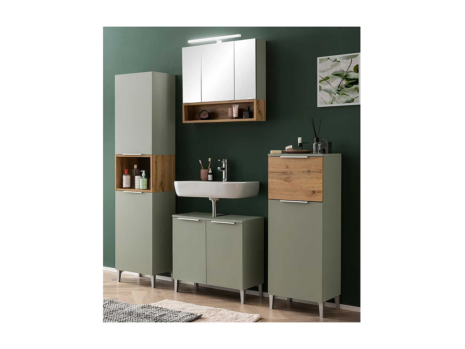 Badezimmermidischrank im Skandi Design 110 cm hoch