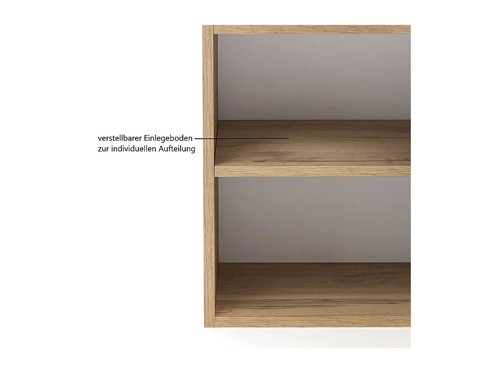 Badkommode in Weiß und Wildeiche Optik Glas beschichtet