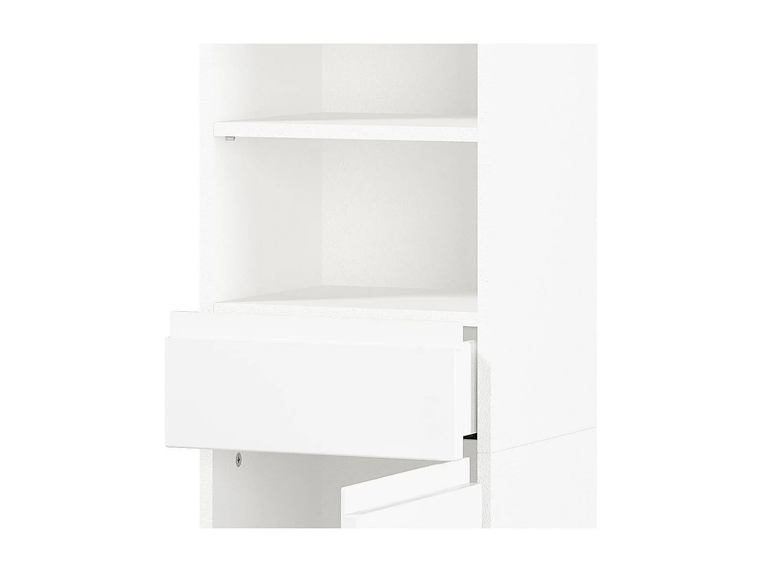 Badhochschrank Badezimmerschrank mit zwei offenen Fächern und einer Schublade