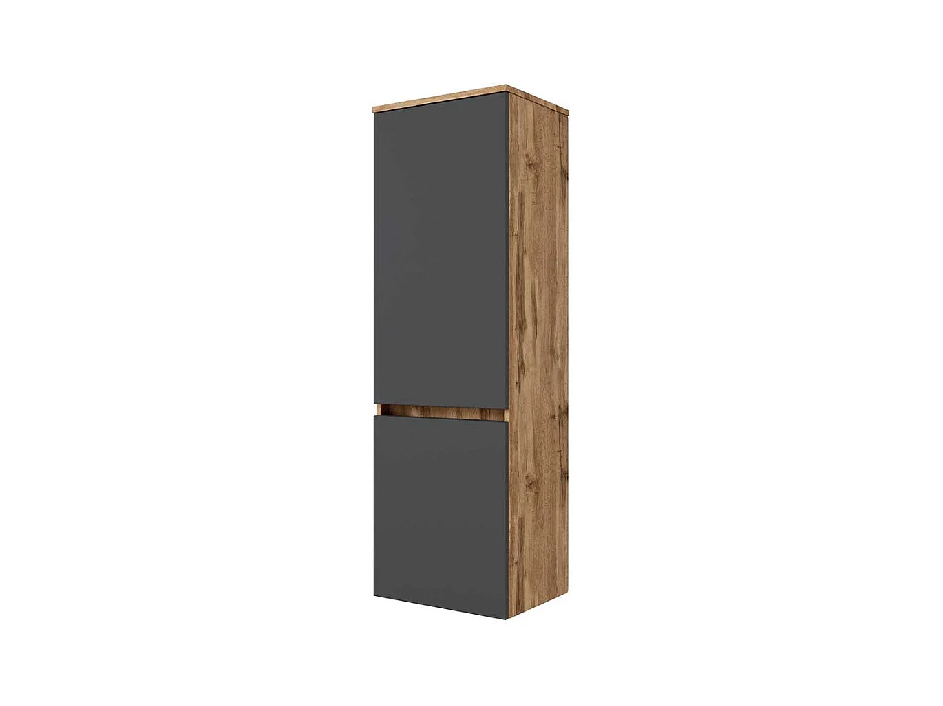 Badezimmer Hochschrank in Wildeiche Optik und Dunkelgrau 40 cm breit