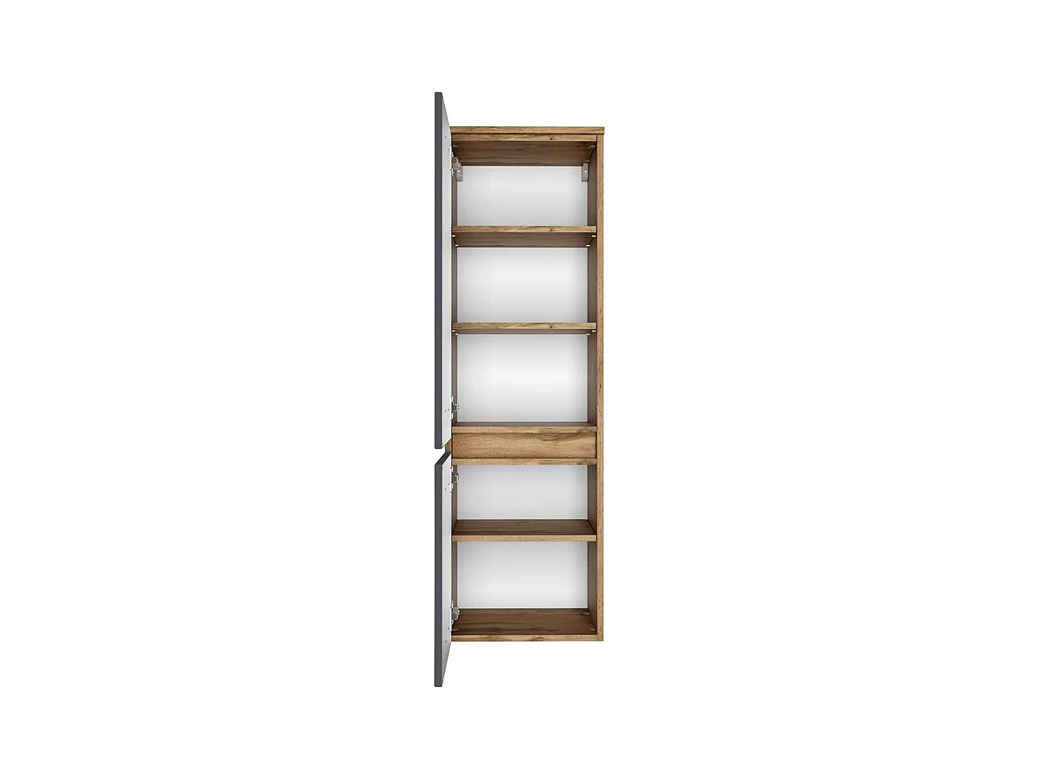 Badezimmer Hochschrank in Wildeiche Optik und Dunkelgrau 40 cm breit