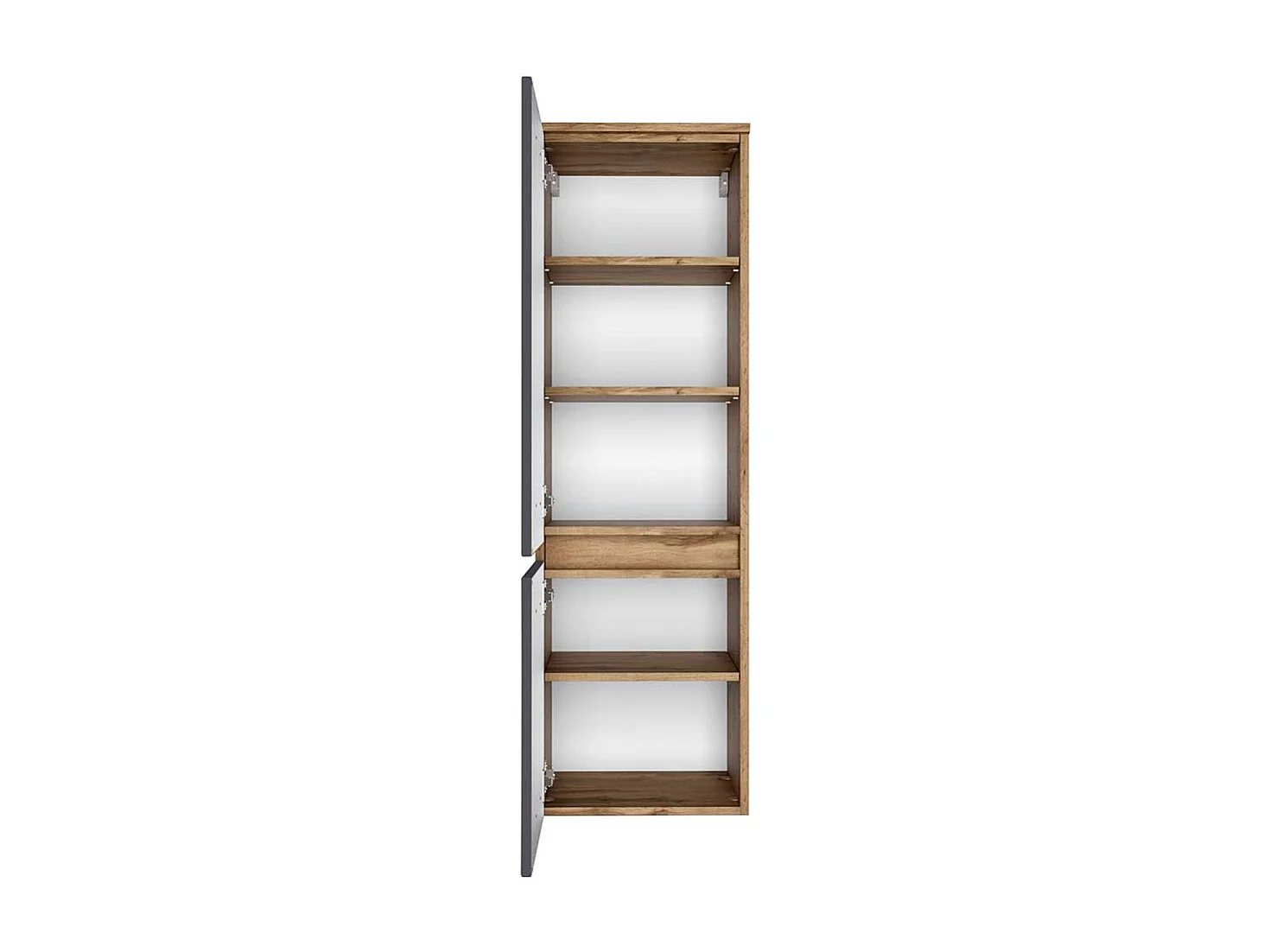 Badezimmer Hochschrank in Wildeiche Optik und Dunkelgrau 40 cm breit