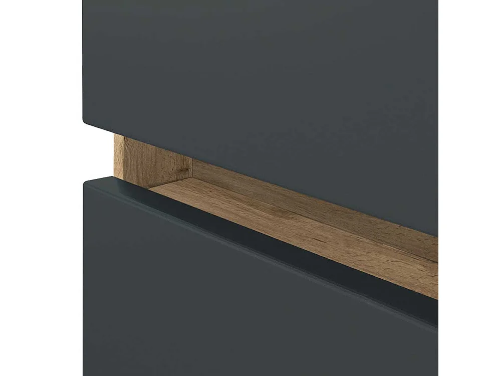 Badezimmer Hochschrank in Wildeiche Optik und Dunkelgrau 40 cm breit