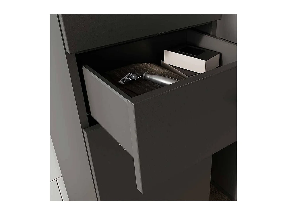 Seitenschrank Bad in Dunkelgrau Eichefarben