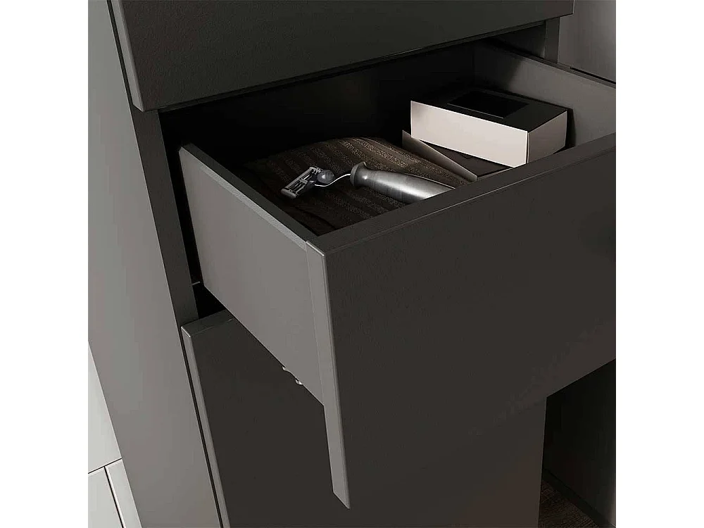 Seitenschrank Bad in Dunkelgrau Eichefarben