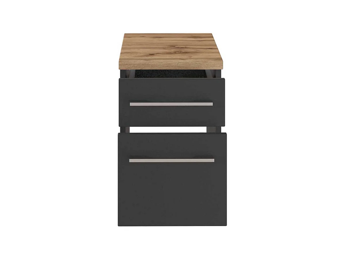 Wand Badkommode in dunkel Grau und Wildeiche Dekor 30 cm breit