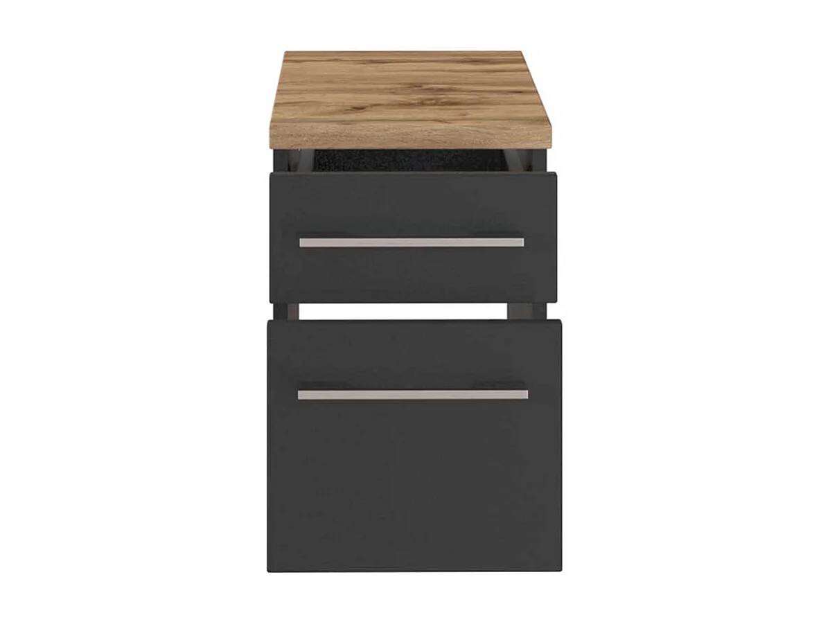 Wand Badkommode in dunkel Grau und Wildeiche Dekor 30 cm breit