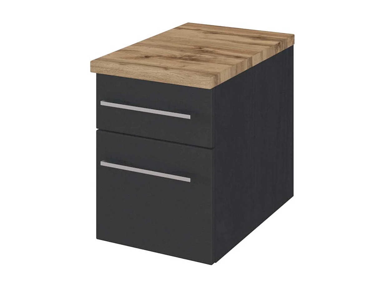 Wand Badkommode in dunkel Grau und Wildeiche Dekor 30 cm breit