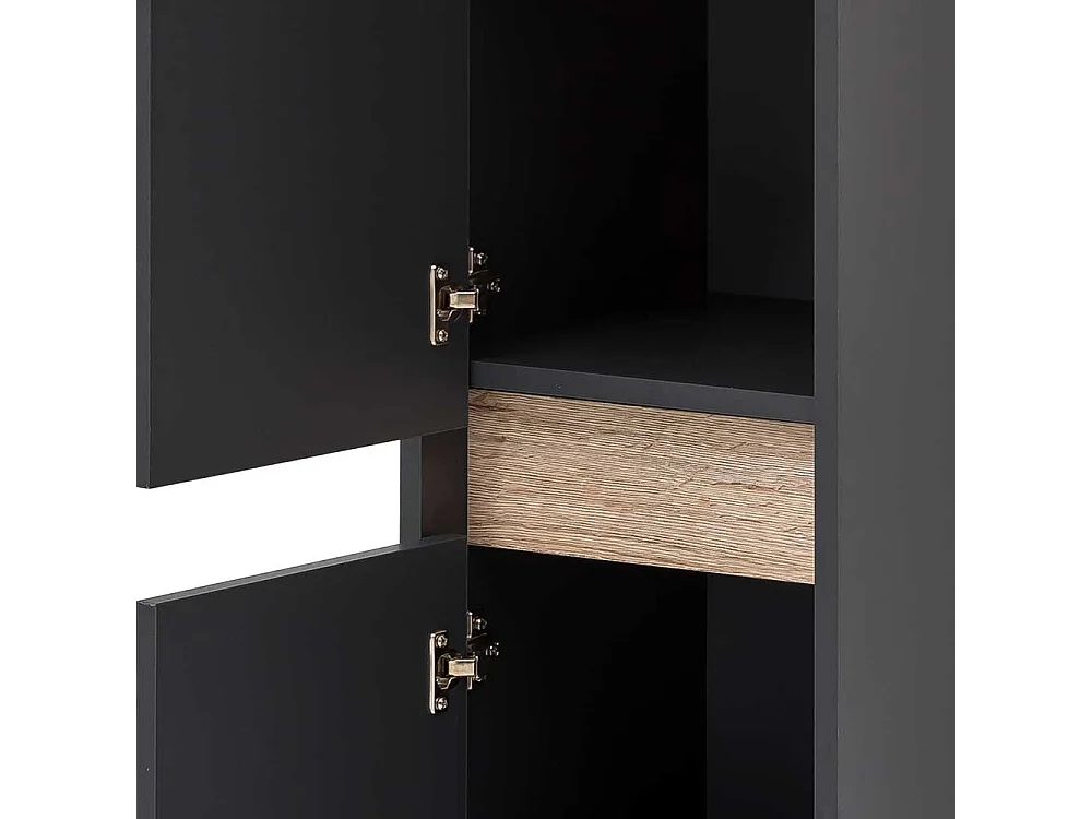 Badezimmerschrank in Anthrazit und Wildeiche Optik 165 cm hoch