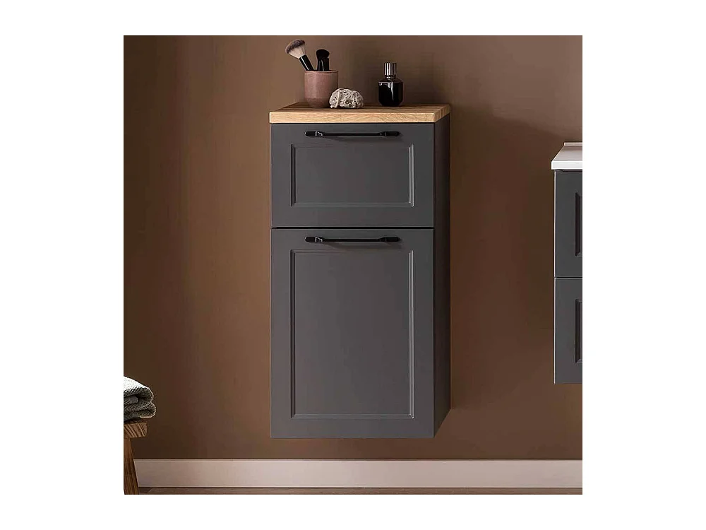 Badschrank Badezimmerschrank mit Holzwerkstofftür und Metallgriffen