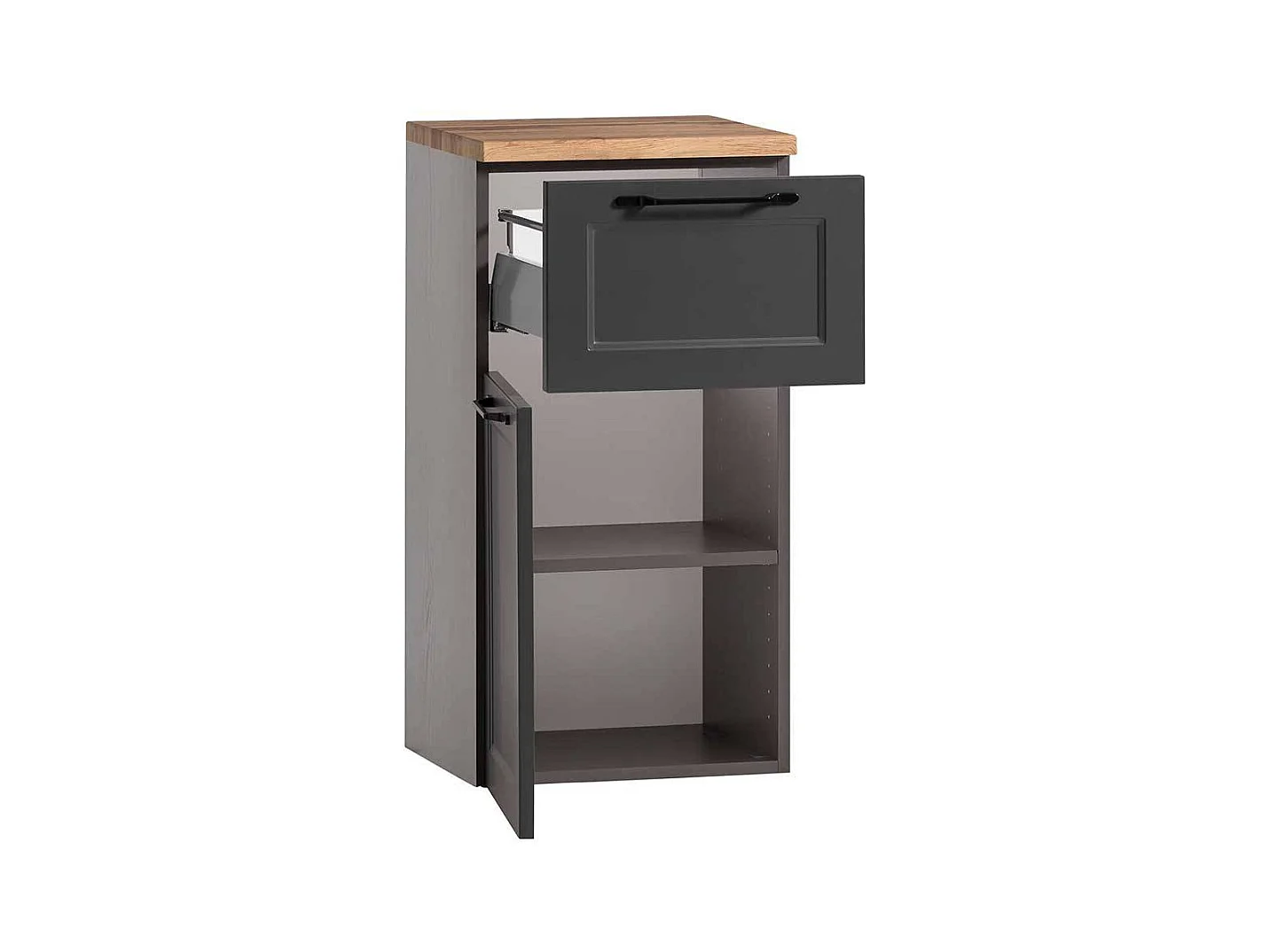 Badschrank Badezimmerschrank mit Holzwerkstofftür und Metallgriffen