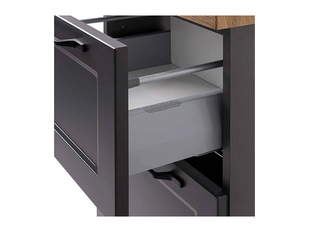 Badschrank Badezimmerschrank mit Holzwerkstofftür und Metallgriffen