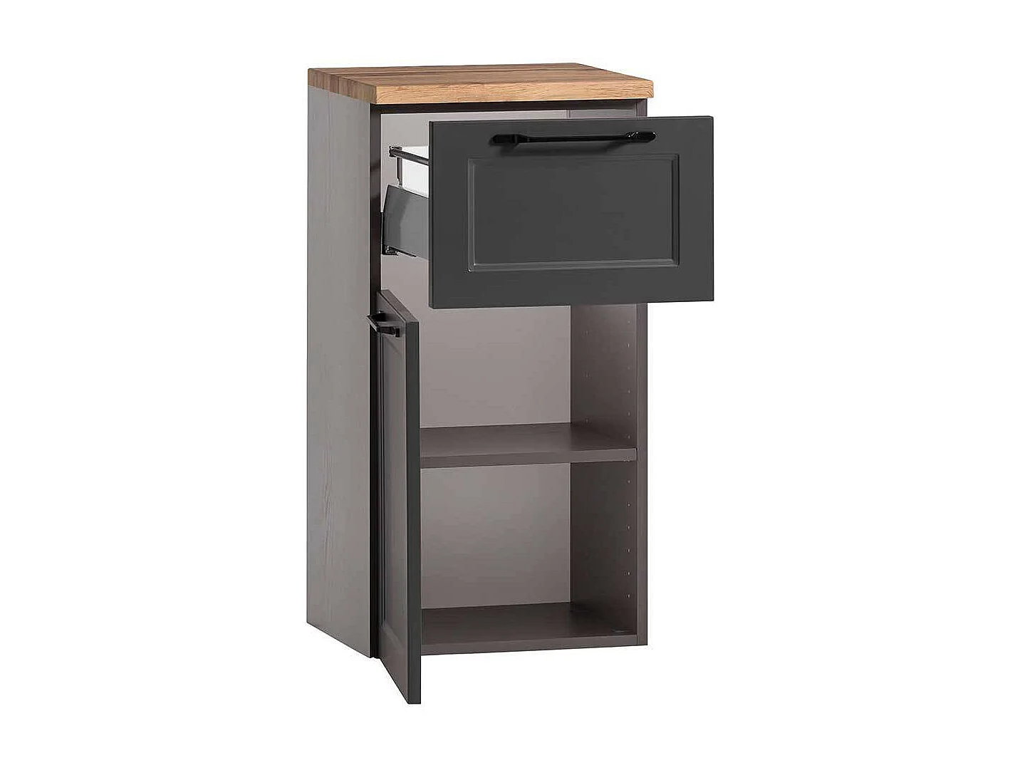 Badschrank Badezimmerschrank mit Holzwerkstofftür und Metallgriffen