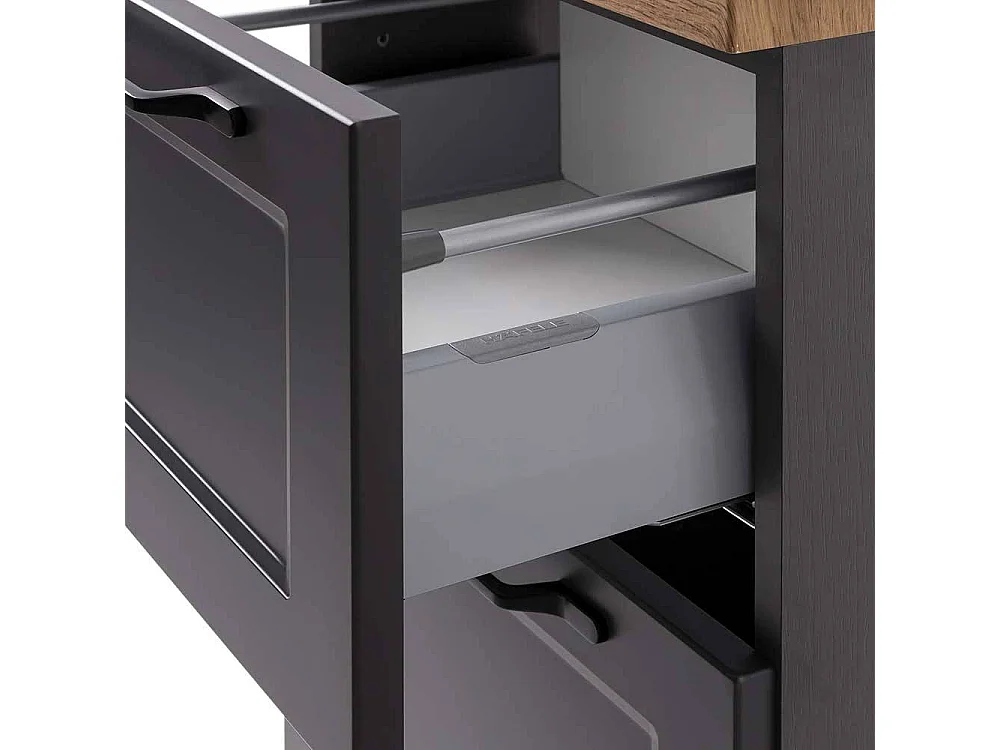 Badschrank Badezimmerschrank mit Holzwerkstofftür und Metallgriffen